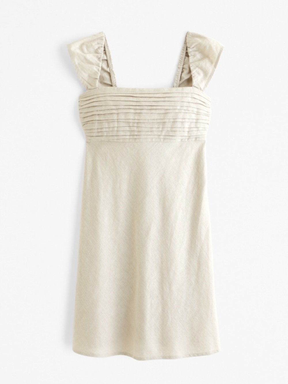 Abercrombie Emerson Cap Sleeve Linen Blend Smocked Mini Dress: Oatmeal Color